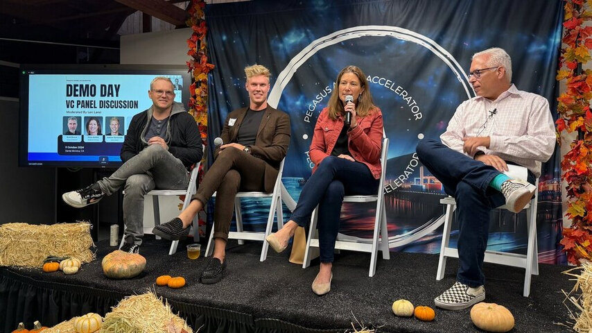 Founders and mentors on a demo day panel