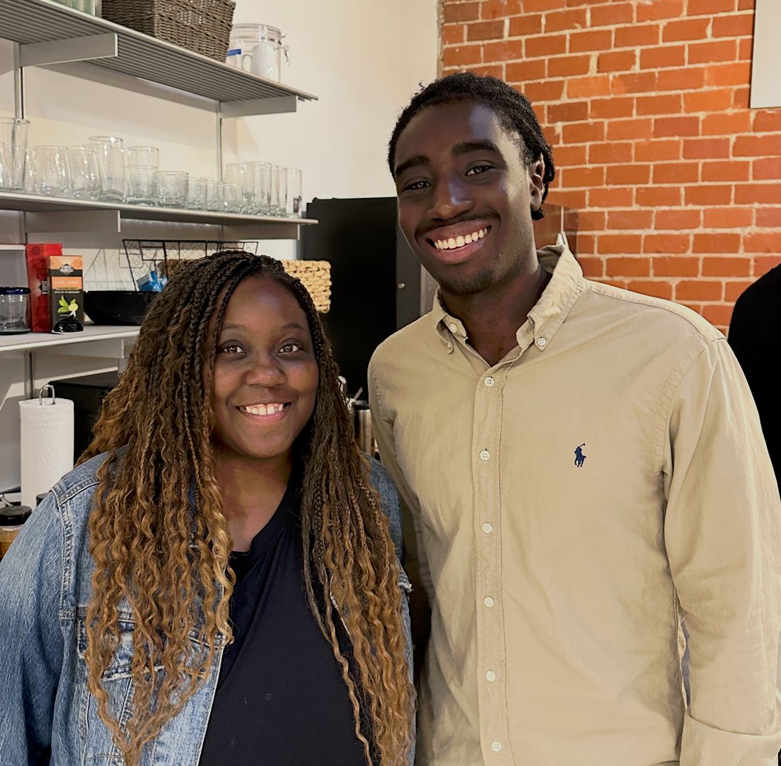 Two founders connecting at an event
