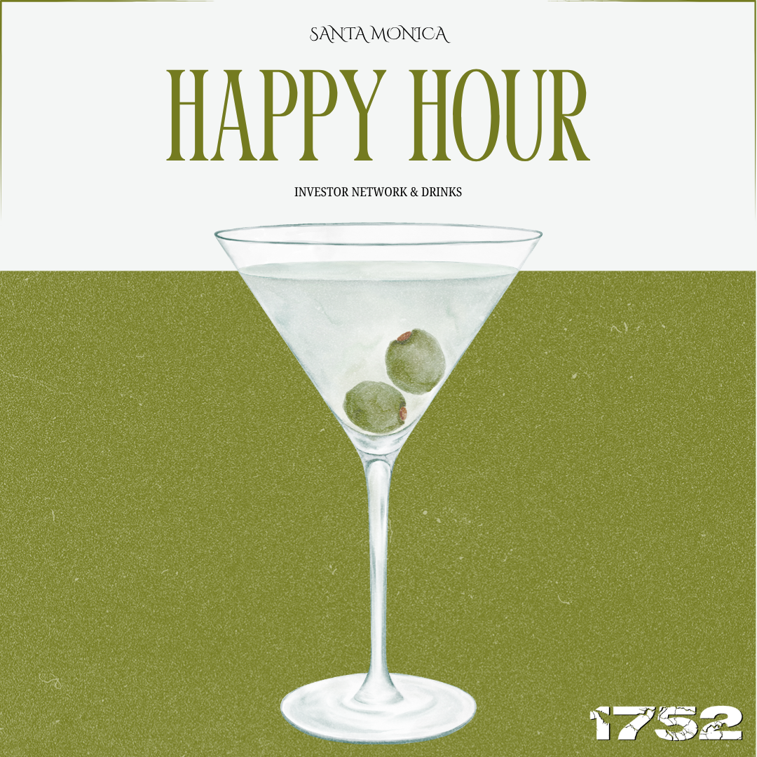 Santa Monica Happy Hour invitation for an investor network and drinks