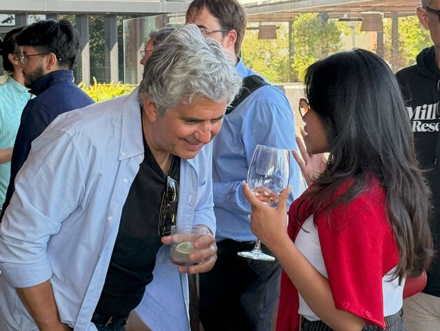 Founders and investors talking at a 1752vc mixer